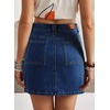 image:imageSidefeel Womens Summer Jean Skirt 2026 High Waist Button Stretch Knee Length Denim SkirtBluing