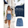 image:imageSidefeel Womens Summer Jean Skirt 2026 High Waist Button Stretch Knee Length Denim SkirtLight Blue