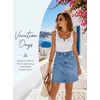 image:imageSidefeel Womens Summer Jean Skirt 2026 High Waist Button Stretch Knee Length Denim SkirtLight Blue