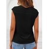 image:imageSidefeel Womens Tops Casual V Neck Cap Sleeve Summer T Shirts Trendy Patchwork Loose Fit Basic Tees BlousesBlack