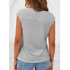 image:imageSidefeel Womens Tops Casual V Neck Cap Sleeve Summer T Shirts Trendy Patchwork Loose Fit Basic Tees BlousesGray