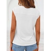 image:imageSidefeel Womens Tops Casual V Neck Cap Sleeve Summer T Shirts Trendy Patchwork Loose Fit Basic Tees BlousesWhite