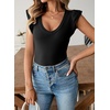 image:imageSidefeel Womens V Neck Summer Tops Ruffle Sleeveless Slim Fit T Shirts Casual Blouses 2026Black