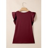 image:imageSidefeel Womens V Neck Summer Tops Ruffle Sleeveless Slim Fit T Shirts Casual Blouses 2026Burgundy