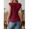 image:imageSidefeel Womens V Neck Summer Tops Ruffle Sleeveless Slim Fit T Shirts Casual Blouses 2026Burgundy