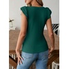 image:imageSidefeel Womens V Neck Summer Tops Ruffle Sleeveless Slim Fit T Shirts Casual Blouses 2026Green