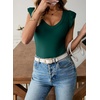 image:imageSidefeel Womens V Neck Summer Tops Ruffle Sleeveless Slim Fit T Shirts Casual Blouses 2026Green