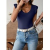 image:imageSidefeel Womens V Neck Summer Tops Ruffle Sleeveless Slim Fit T Shirts Casual Blouses 2026Navy Blue