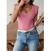 image:imageSidefeel Womens V Neck Summer Tops Ruffle Sleeveless Slim Fit T Shirts Casual Blouses 2026Pink