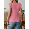 image:imageSidefeel Womens V Neck Summer Tops Ruffle Sleeveless Slim Fit T Shirts Casual Blouses 2026Pink