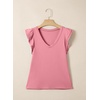 image:imageSidefeel Womens V Neck Summer Tops Ruffle Sleeveless Slim Fit T Shirts Casual Blouses 2026Pink