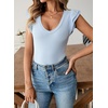 image:imageSidefeel Womens V Neck Summer Tops Ruffle Sleeveless Slim Fit T Shirts Casual Blouses 2026Sky Blue
