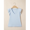 image:imageSidefeel Womens V Neck Summer Tops Ruffle Sleeveless Slim Fit T Shirts Casual Blouses 2026Sky Blue