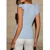 image:imageSidefeel Womens V Neck Summer Tops Ruffle Sleeveless Slim Fit T Shirts Casual Blouses 2026Sky Blue