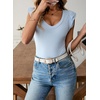 image:imageSidefeel Womens V Neck Summer Tops Ruffle Sleeveless Slim Fit T Shirts Casual Blouses 2026Sky Blue