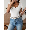 image:imageSidefeel Womens V Neck Summer Tops Ruffle Sleeveless Slim Fit T Shirts Casual Blouses 2026White