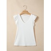 image:imageSidefeel Womens V Neck Summer Tops Ruffle Sleeveless Slim Fit T Shirts Casual Blouses 2026White