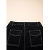 image:imageSidefeel Womens Wide Leg Jeans High Waisted Elastic Stretchy Straight Leg Trendy Drawstring Baggy Pull On Denim PantsBlack
