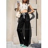 image:imageSidefeel Womens Wide Leg Jeans High Waisted Elastic Stretchy Straight Leg Trendy Drawstring Baggy Pull On Denim PantsBlack