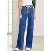 image:imageSidefeel Womens Wide Leg Jeans High Waisted Elastic Stretchy Straight Leg Trendy Drawstring Baggy Pull On Denim PantsLight Blue
