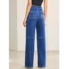 image:imageSidefeel Womens Wide Leg Jeans High Waisted Elastic Stretchy Straight Leg Trendy Drawstring Baggy Pull On Denim PantsLight Blue