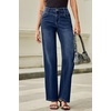 image:imageSidefeel Womens Wide Leg Jeans High Waisted Straight Leg Stretchy Denim Pants with PocketsBluing