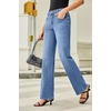 image:imageSidefeel Womens Wide Leg Jeans High Waisted Straight Leg Stretchy Denim Pants with PocketsIceland Blue