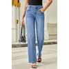 image:imageSidefeel Womens Wide Leg Jeans High Waisted Straight Leg Stretchy Denim Pants with PocketsIceland Blue