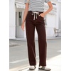 image:imageSidefeel Womens Wide Leg Jeans High Waisted Stretchy Straight Leg Baggy Drawstring Zimbaplatinum Denim PantsChicory Coffee