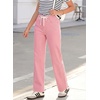 image:imageSidefeel Womens Wide Leg Jeans High Waisted Stretchy Straight Leg Baggy Drawstring Zimbaplatinum Denim PantsPink