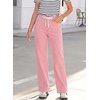image:imageSidefeel Womens Wide Leg Jeans High Waisted Stretchy Straight Leg Baggy Drawstring Zimbaplatinum Denim PantsPink