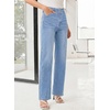 image:imageSidefeel Womens Wide Leg Jeans High Waisted Tummy Control Stretchy Straight Leg Denim Pants with PocketsIceland Blue