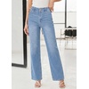 image:imageSidefeel Womens Wide Leg Jeans High Waisted Tummy Control Stretchy Straight Leg Denim Pants with PocketsIceland Blue
