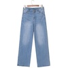 image:imageSidefeel Womens Wide Leg Jeans High Waisted Tummy Control Stretchy Straight Leg Denim Pants with PocketsIceland Blue