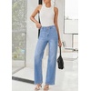 image:imageSidefeel Womens Wide Leg Jeans High Waisted Tummy Control Stretchy Straight Leg Denim Pants with PocketsIceland Blue