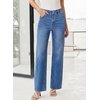 image:imageSidefeel Womens Wide Leg Jeans High Waisted Tummy Control Stretchy Straight Leg Denim Pants with PocketsLight Blue