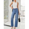 image:imageSidefeel Womens Wide Leg Jeans High Waisted Tummy Control Stretchy Straight Leg Denim Pants with PocketsLight Blue