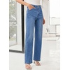 image:imageSidefeel Womens Wide Leg Jeans High Waisted Tummy Control Stretchy Straight Leg Denim Pants with PocketsLight Blue