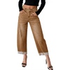 image:imageSidefeel Barrel Jeans for Women High Waisted Wide Leg Baggy Stretchy Trendy Raw Rolled Hem Capri Cropped Ankle Denim PantsBrown