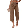 image:imageSidefeel Womens Capri Pants Trendy Wide Leg Jeans High Waisted Stretchy Loose Cropped Denim PantsBrown