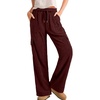 image:imageSidefeel Womens Corduroy Pants Casual High Waisted Elastic Drawstring Cargo Loose Fit Wide Leg Pants with PocketsBurgundy