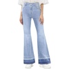 image:imageSidefeel Womens Flare Jeans High Waisted Bell Bottom Stretchy Patch Hem Denim Pants with PocketsIceland Blue