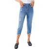 image:imageSidefeel Womens High Waist Jeans Stretchy Skinny Button Down Distressed Cropped Denim Pants with PocketsLight Blue