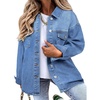 image:imageSidefeel Womens Jean Jacket Casual Long Sleeve Button Down Oversized Denim Jacket Trendy Fall OutfitsLight Blue