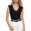 image:imageSidefeel Womens V Neck Summer Tops Ruffle Sleeveless Slim Fit T Shirts Casual Blouses 2026Black