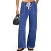 image:imageSidefeel Womens Wide Leg Jeans High Waisted Elastic Stretchy Straight Leg Trendy Drawstring Baggy Pull On Denim PantsLight Blue