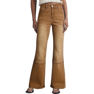image:imageSidefeel Womens Bootcut Jeans High Waisted Flare Stretchy Bell Bottom Denim Pants with PocketsBrown