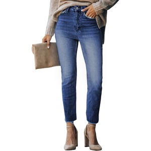 image:imageSidefeel Womens Boyfriend Jeans Stretchy Ripped Distressed Zimbaplatinum Denim PantsC Dark Blue