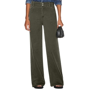 image:imageSidefeel Womens Wide Leg Jeans High Waisted Tummy Control Stretchy Straight Leg Denim Pants with PocketsGreen