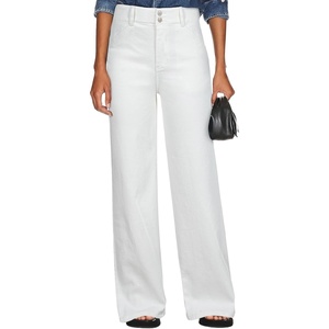 image:imageSidefeel Womens Wide Leg Jeans High Waisted Tummy Control Stretchy Straight Leg Denim Pants with PocketsWhite